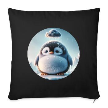 Petit Pingouin Triste sous la Pluie - Housse de coussin décorative 45 x 45 cm - noir - Devant