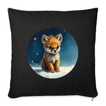 Little Fox Under the Stars - Sofa pillowcase 17,3'' x 17,3'' (45 x 45 cm) - black - Front
