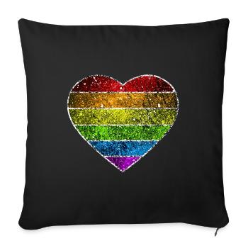 Cosmic Rainbow Heart - Sofa pillowcase 17,3'' x 17,3'' (45 x 45 cm) - black - Front
