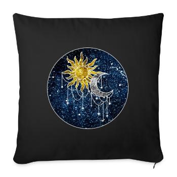 Cosmic Sun and Moon - Sofa pillowcase 17,3'' x 17,3'' (45 x 45 cm) - black - Front