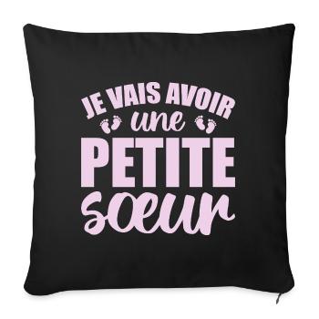 Je vais avoir une petite sœur - Housse de coussin décorative 45 x 45 cm - noir - Devant