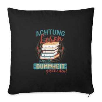 Reading books library knowledge sayings gift - Sofa pillowcase 17,3'' x 17,3'' (45 x 45 cm) - black - Front
