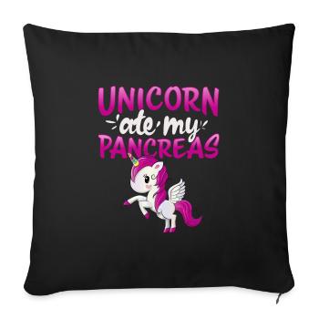 T1D diabète de type 1 Licorne Kids Pink Wings - Housse de coussin décorative 45 x 45 cm - noir - Devant