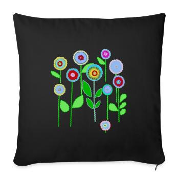 Blumenwiese - Sofakissenbezug 45 x 45 cm - Schwarz - Vorne