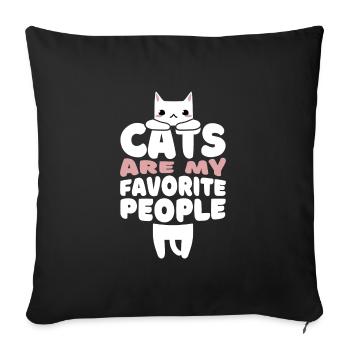 Les chats sont mes personnes préférées - Housse de coussin décorative 45 x 45 cm - noir - Devant