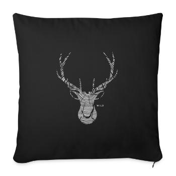 Cerf en bois sauvage - Housse de coussin décorative 45 x 45 cm - noir - Devant