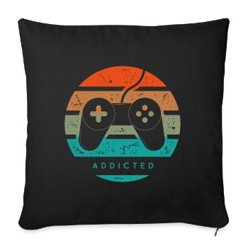 jeux video addicted - Housse de coussin décorative 45 x 45 cm - noir - Devant