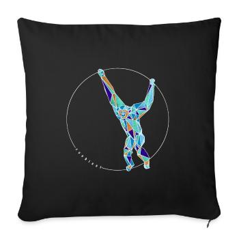 gibbon blue - Sofa pillowcase 17,3'' x 17,3'' (45 x 45 cm) - black - Front