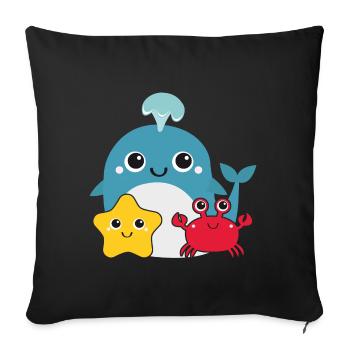 Petite baleine - Housse de coussin décorative 45 x 45 cm - noir - Devant