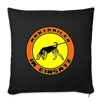 Mantrailer im Einsatz Airedale Terrier - Sofakissenbezug 45 x 45 cm - Schwarz - Vorne
