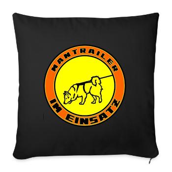 Mantrailer im Einsatz Spitz Islandhund - Sofakissenbezug 45 x 45 cm - Schwarz - Vorne