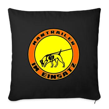 Mantrailer im Einsatz Jack Russel / Foxterrier - Sofakissenbezug 45 x 45 cm - Schwarz - Vorne