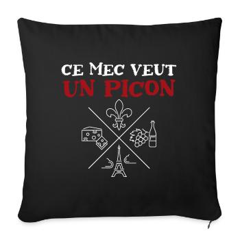 Ce mec veut un picon, amateur de bières - Housse de coussin décorative 45 x 45 cm - noir - Devant