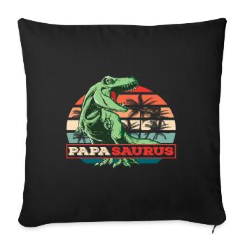 Papasaurus Fête des Pères Dinosaure T-Rex Idée Cadeau - Housse de coussin décorative 45 x 45 cm - noir - Devant