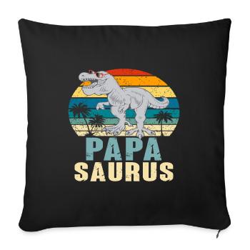 Papasaurus Fête des Pères Dinosaure T-Rex Idée Cadeau - Housse de coussin décorative 45 x 45 cm - noir - Devant
