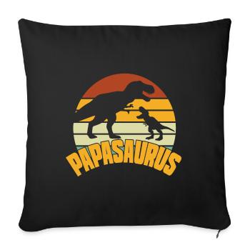 Papasaurus Fête des Pères Dinosaure T-Rex Idée Cadeau - Housse de coussin décorative 45 x 45 cm - noir - Devant