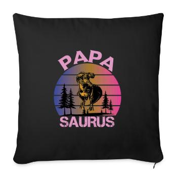 Papasaurus Fête des Pères Dinosaure T-Rex Idée Cadeau - Housse de coussin décorative 45 x 45 cm - noir - Devant