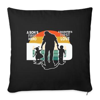 Vater und Sohn - Vater und Tochter schenken Vater - Sofakissenbezug 45 x 45 cm - Schwarz - Vorne