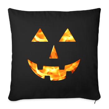 Helloween Pumpkin Face Creepy Fire - Sofa pillowcase 17,3'' x 17,3'' (45 x 45 cm) - black - Front