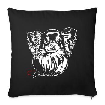 Chihuahua à poil long Chihuahua Portrait Chiens Wilsigns - Housse de coussin décorative 45 x 45 cm - noir - Devant