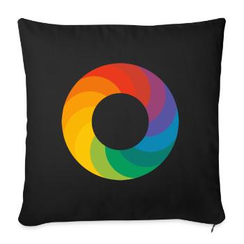 Regenbogen Ring - Logo - Sofakissenbezug 45 x 45 cm - Schwarz - Vorne