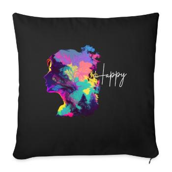 Happy Colorful Woman Design - Housse de coussin décorative 45 x 45 cm - noir - Devant