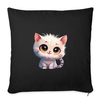 Cute white kitten - Sofa pillowcase 17,3'' x 17,3'' (45 x 45 cm) - black - Front