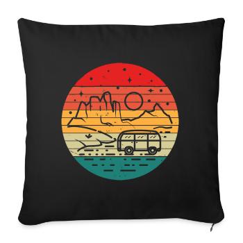 Retro Camper Bus Caravan Vintage Camper Graphic - Sofa pillowcase 17,3'' x 17,3'' (45 x 45 cm) - black - Front