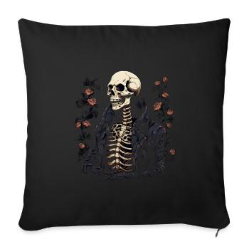 Halloween Skelett Mit Rosen - Sofakissenbezug 45 x 45 cm - Schwarz - Vorne