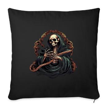 Halloween Skelett Mit Schlange - Sofakissenbezug 45 x 45 cm - Schwarz - Vorne