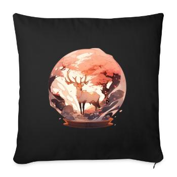 Le Cerf d'Automne - Version Boule à neige - Housse de coussin décorative 45 x 45 cm - noir - Devant