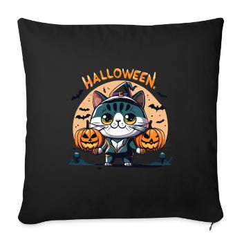 Halloween-Katze - Sofakissenbezug 45 x 45 cm - Schwarz - Vorne