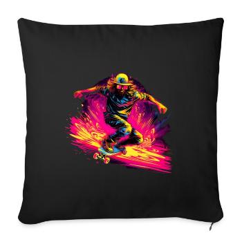 Skateboarder Neon Stil - Sofakissenbezug 45 x 45 cm - Schwarz - Vorne