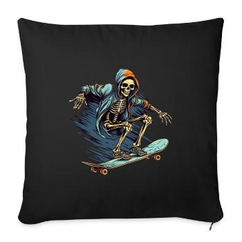 Skateboard Skelett - Sofakissenbezug 45 x 45 cm - Schwarz - Vorne