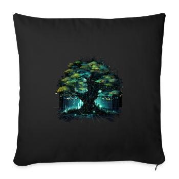 Lebensbaum Mit Technik - Sofakissenbezug 45 x 45 cm - Schwarz - Vorne