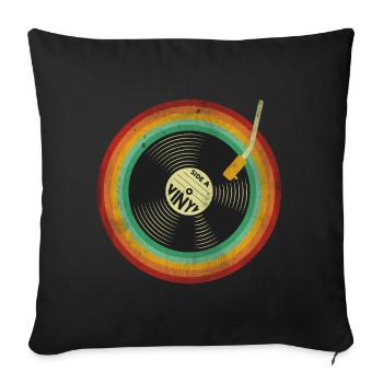 Rétro Vinyle Vintage - Housse de coussin décorative 45 x 45 cm - noir - Devant