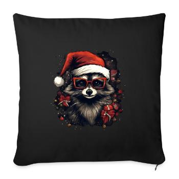 Santa Claus Waschbär - Sofakissenbezug 45 x 45 cm - Schwarz - Vorne