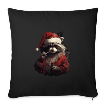 Stoner Santa Claus Waschbär - Sofakissenbezug 45 x 45 cm - Schwarz - Vorne