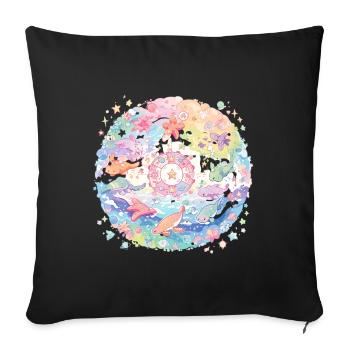 Les mignons animaux de la mer - Housse de coussin décorative 45 x 45 cm - noir - Devant