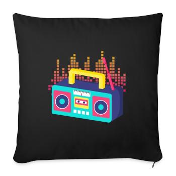 Groovy vibes with a retro radio - Sofa pillowcase 17,3'' x 17,3'' (45 x 45 cm) - black - Front