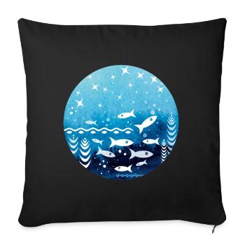 poisson d'hiver - Housse de coussin décorative 45 x 45 cm - noir - Devant