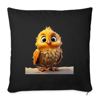 Petit poussin drôle - Housse de coussin décorative 45 x 45 cm - noir - Devant
