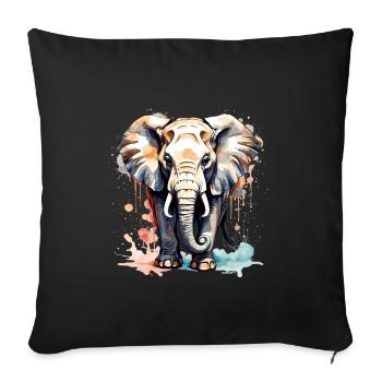Elephant in colors - Sofa pillowcase 17,3'' x 17,3'' (45 x 45 cm) - black - Front
