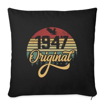 Original 1947 Vintage - Cadeau D’anniversaire 1947 - Housse de coussin décorative 45 x 45 cm - noir - Devant