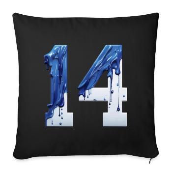 NON. 14 NUMÉRO 14 BLEU BLANC 14E ANNIVERSAIRE - Housse de coussin décorative 45 x 45 cm - noir - Devant