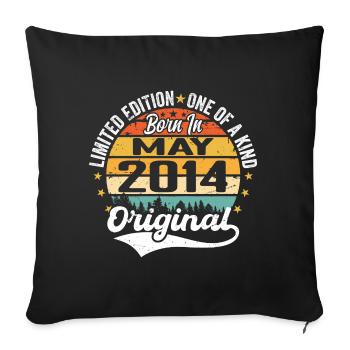Mai 2014 Cadeau d’anniversaire Né en Mai 2014 - Housse de coussin décorative 45 x 45 cm - noir - Devant