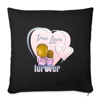 true love forever - Sofa pillowcase 17,3'' x 17,3'' (45 x 45 cm) - black - Front