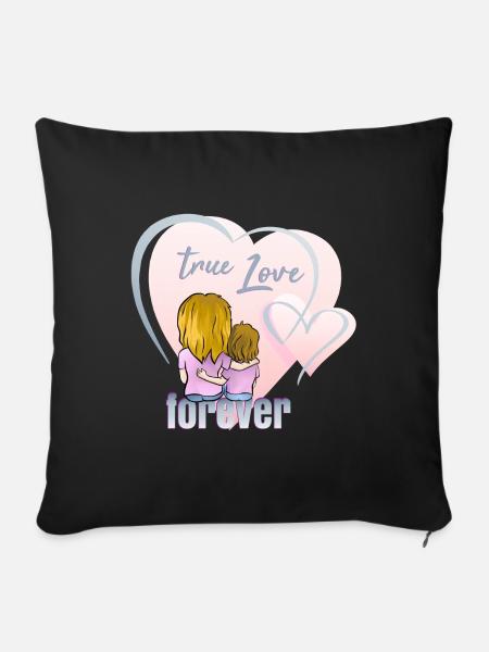 Le véritable amour pour toujours - Housse de coussin décorative 45 x 45 cm - noir