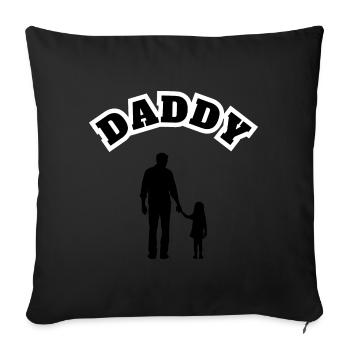 Papa Fille Enfant Noir - Housse de coussin décorative 45 x 45 cm - noir - Devant