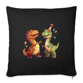 Two funny dinosaurs - Sofa pillowcase 17,3'' x 17,3'' (45 x 45 cm) - black - Front